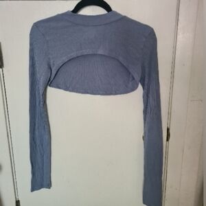 ALO Yoga Long Sleeve Thrill Seeker Shrug Steel Blue Women’s Size Medium